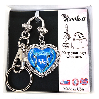 Wholesale heart Keyring Purse Hook University Kentucky Logo Textured White Gift