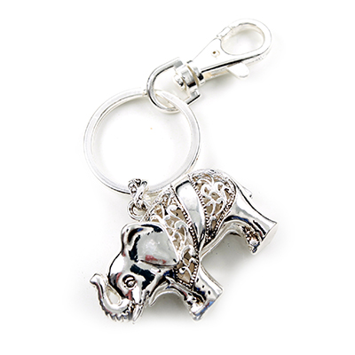 Wholesale lucky Elephant Polished Silver Purse Charm Keyring Lead Compliant Pend