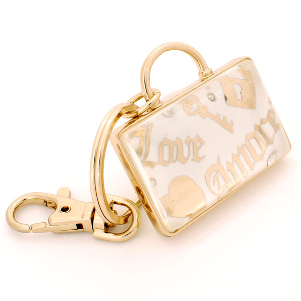 Wholesale handbag Key Chain Purse Charm Clear Acrylic Polished Gold Metal Love A