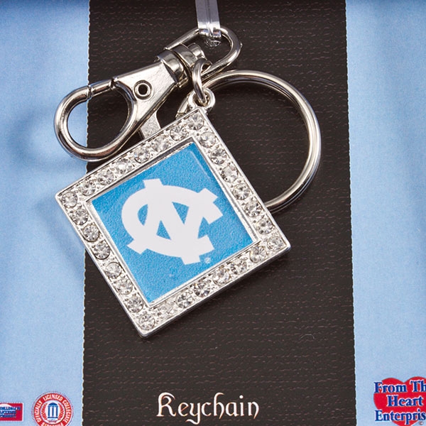 Wholesale north Carolina Silver keychain diamond frame inset crystal rhinestones