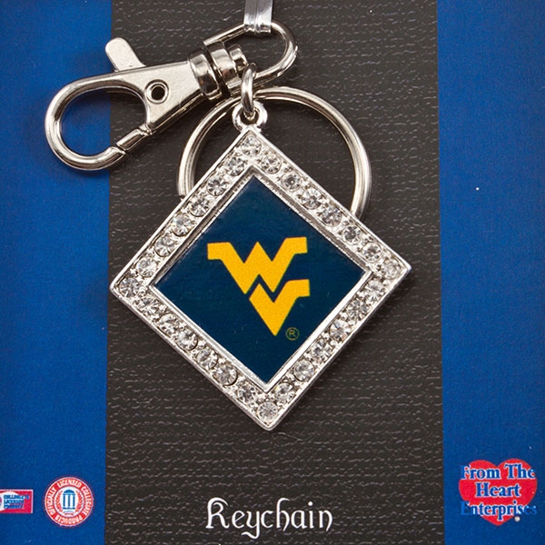 Wholesale west Virginia key chain silver crystal rhinestones center logo
