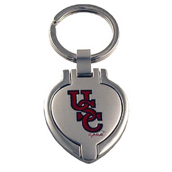 Wholesale brushed Stainless heart locket keychain South Carolina logo put game d