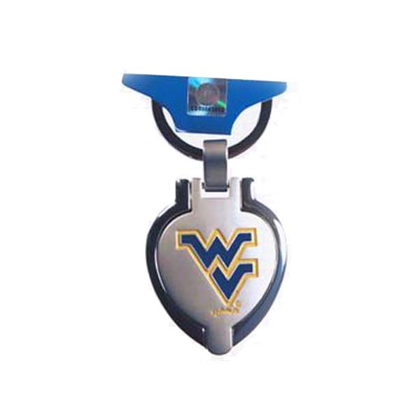 Wholesale brushed Stainless heart locket keychain West Virginia logo put game da