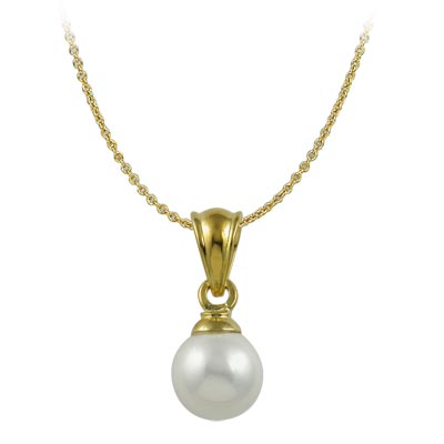 Wholesale polished Gold Plate Sterling Silver Vermeil Faux Pearl Pendant Large B