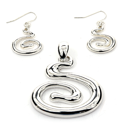 Wholesale swirl Pendant Earring Set Polished Silver Lead Safe Pendant Approx L W