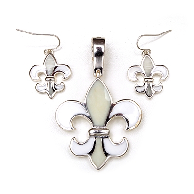 Wholesale beige White Acrylic Fleur De Lis Polished Silver Purse Charm Keyring L