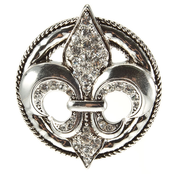 Wholesale silver medallion pendant brilliant crystal rhinestones fleur di lis