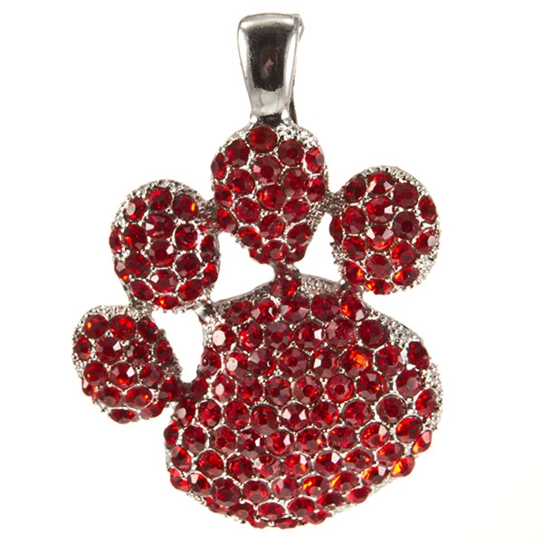 Wholesale paw print pendant covered red rhinestones