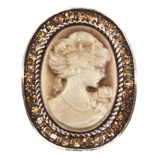 Wholesale gold oval cameo pin framed gold rhinestones
