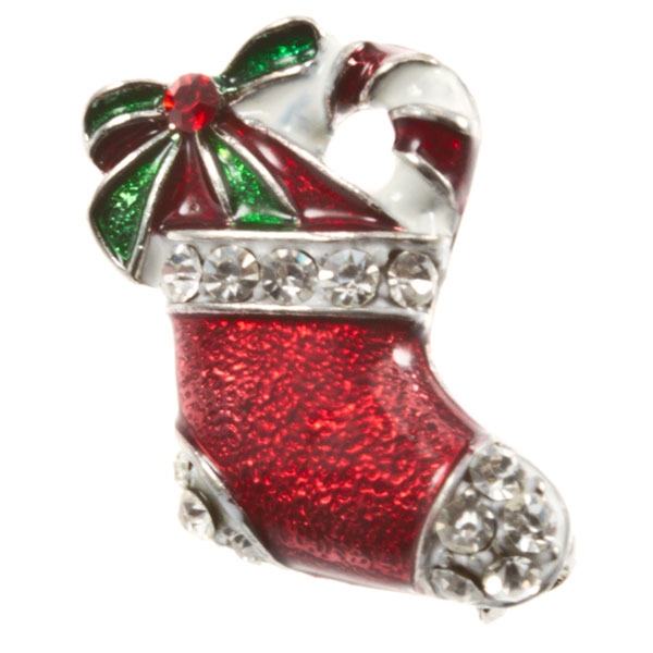 Wholesale red stocking pin red clear tiny rhinestones silver metal base