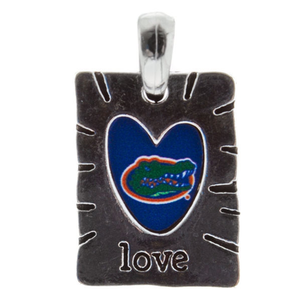 Wholesale sweet Simple Silver hammered metal pendant heart cut out Florida logo