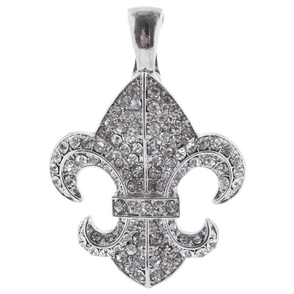 Wholesale silver Fleur de Lis pendant encrusted rhinestones