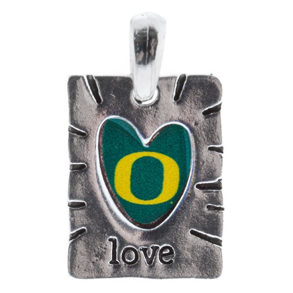 Wholesale sweet Simple Silver hammered metal pendant heart cut out Oregon logo i