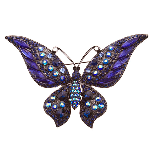 Wholesale stunning butterfly pin deep blue stones rhinestones also iridescent be