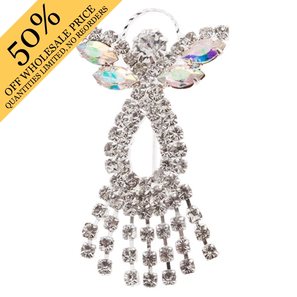 Wholesale silver angel pin crystal rhinestones approx inches