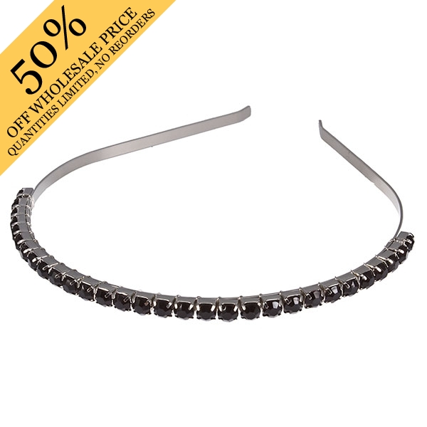 Wholesale fashion headband silver band jet rhinestones Judson s wholesale fashio