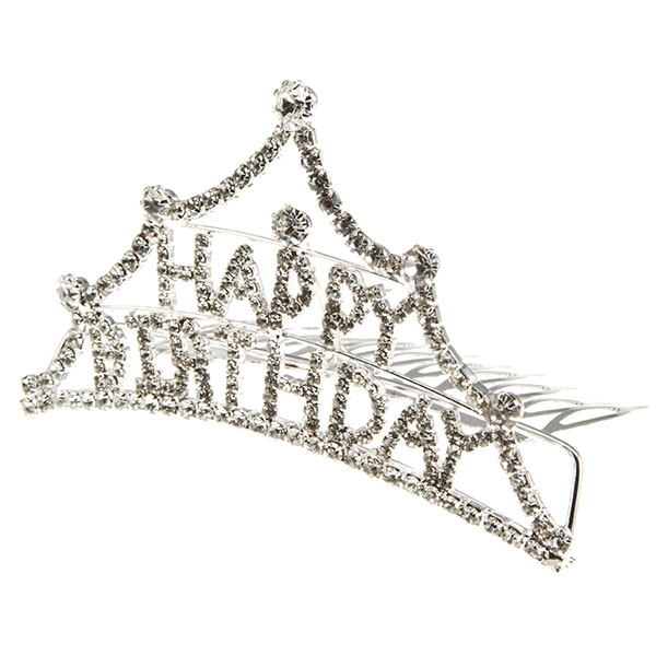Wholesale hAPPY BIRTHDAY mini tiara hair accessory covered crystal rhinestones