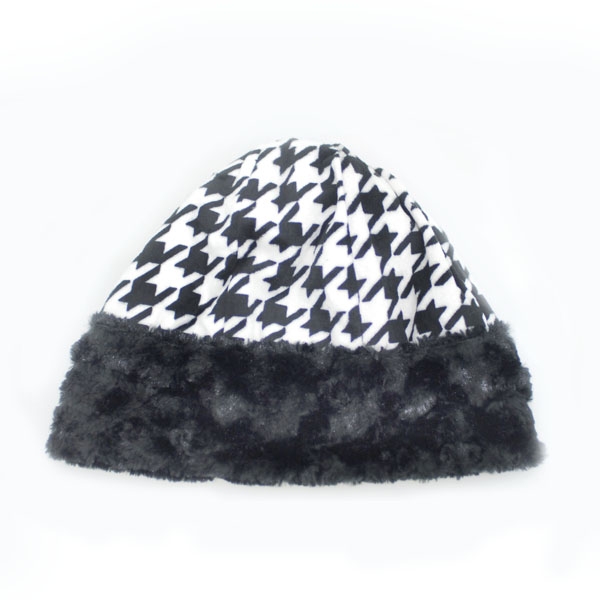 Wholesale houndstooth black fur youth sized hat
