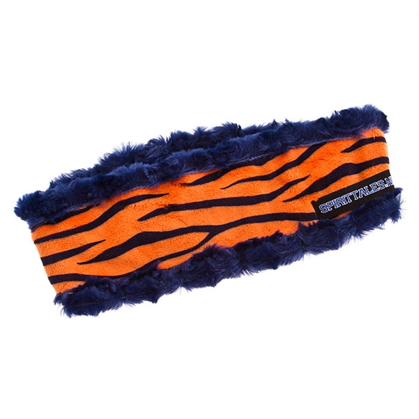 Wholesale orange Tiger print navy fur reversible fabric headband
