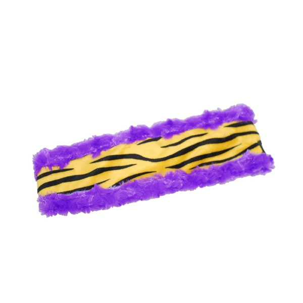 Wholesale gold Tiger Stripe fabric headband trimmed purple fur