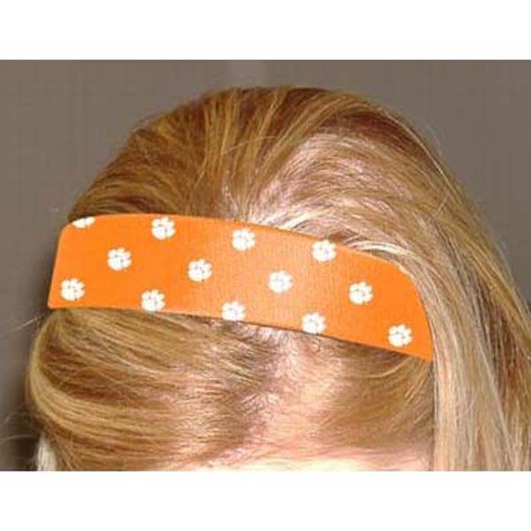 Wholesale inch orange headband white Clemson Tiger paw logo