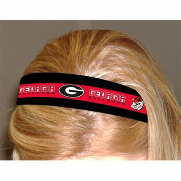 Wholesale inch black stripe headband red ribbon Georgia Bulldogs logo