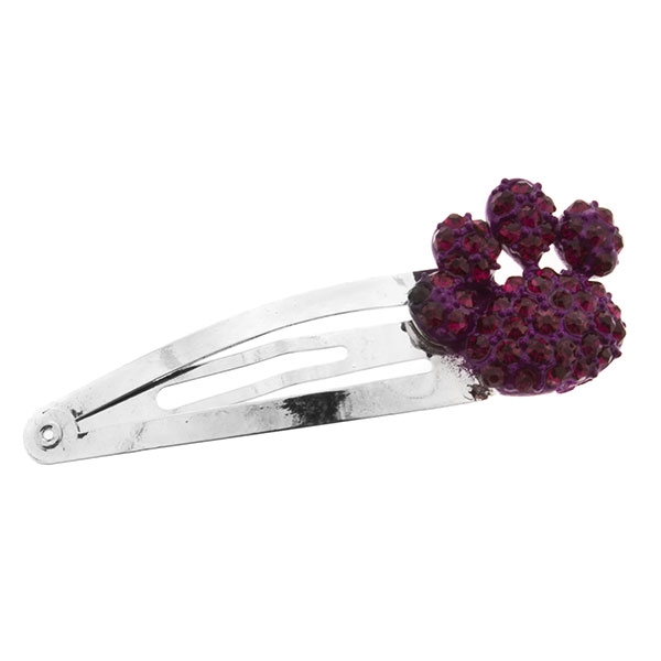 Wholesale silver hair clip topped inch paw encrusted purple rhinestones