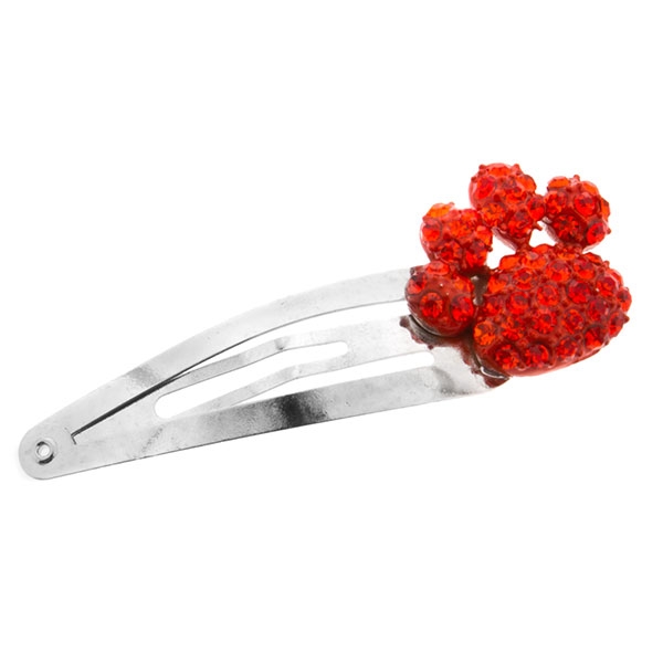 Wholesale silver hair clip topped inch paw encrusted orange rhinestones