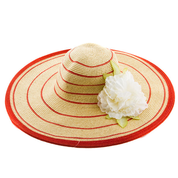 Wholesale tan brim hat red stripes diameter inches Made all natural eco friendly