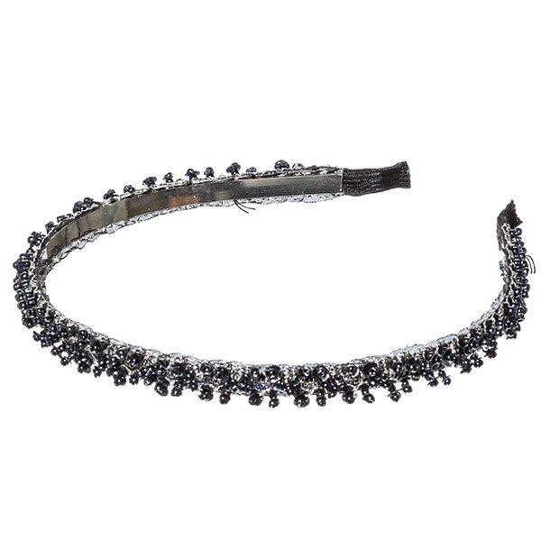 Wholesale silver inch metal headband clusters navy seed beads completely through