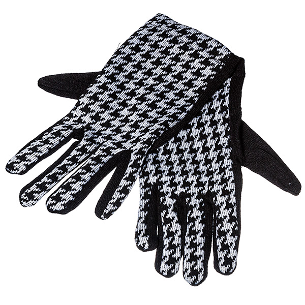 Wholesale ladies acrylic black houndstooth gloves One fits all