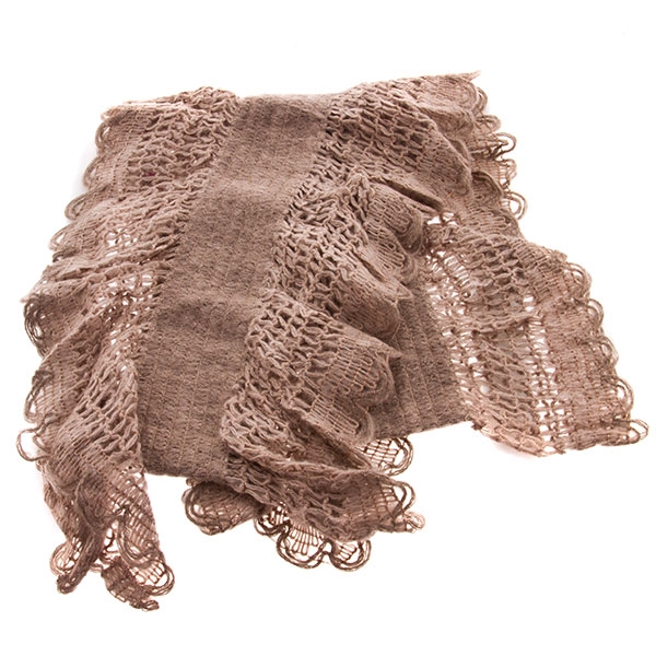 Wholesale khaki acrylic scarf crochet edging