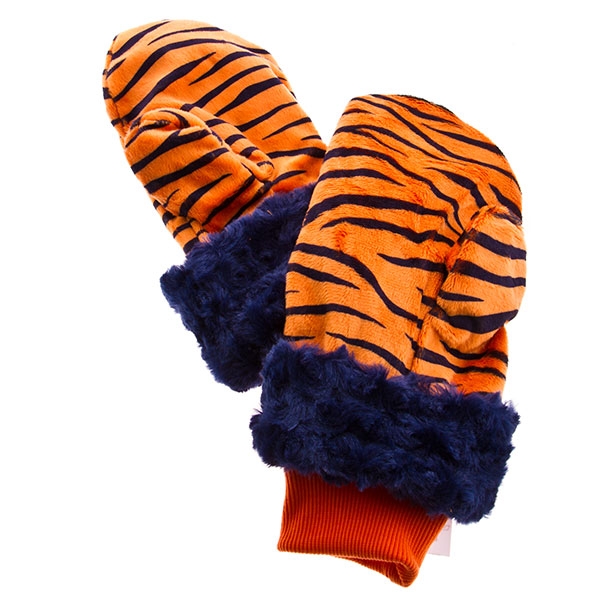 Wholesale navy orange tiger adult mittens