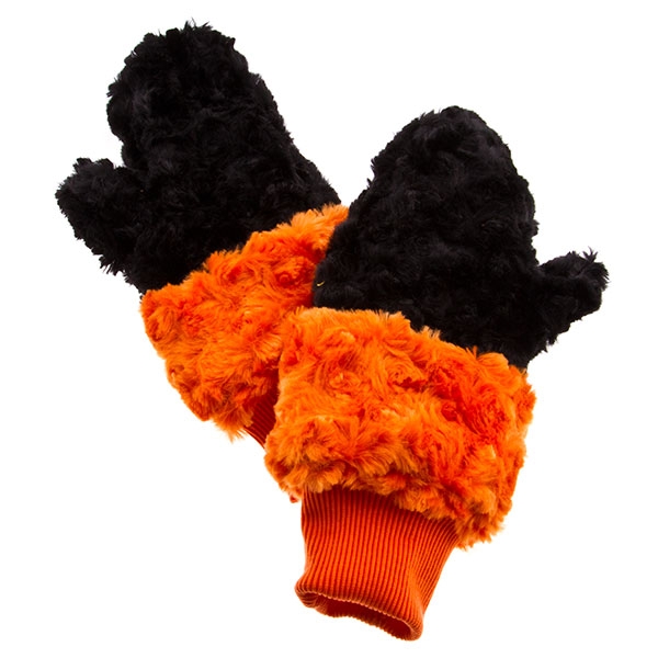 Wholesale black orange youth mittens