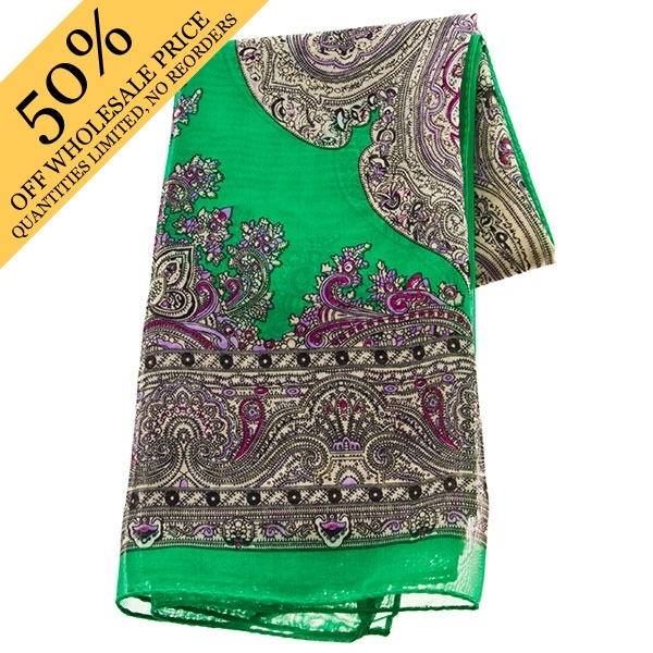 Wholesale green purple paisley scarf approx