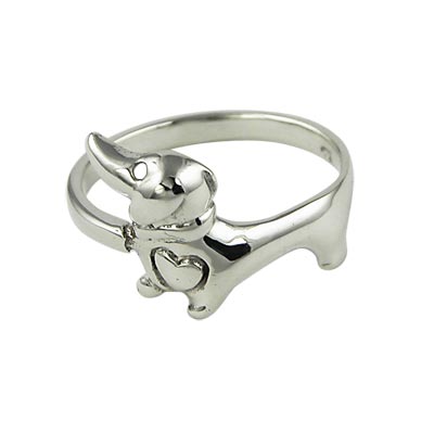 Wholesale sterling Silver Dachshund Ring Heart his Chest