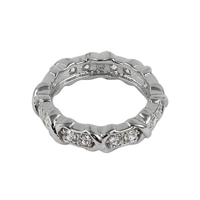 Wholesale sterling Silver Eternity Band Xs mm Clear Round CZs Cubic Zirconias