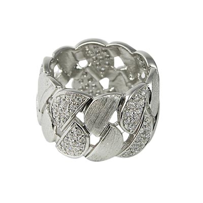 Wholesale sterling Silver Textured Band Ring mm Clear Round CZs Cubic Zirconias