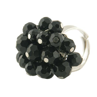 Wholesale jet black adjustable fashion ring