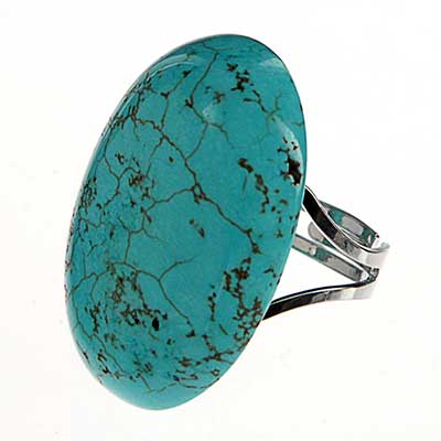 Wholesale chinese Turquoise Adjustable Polished Silver Band Approx L W