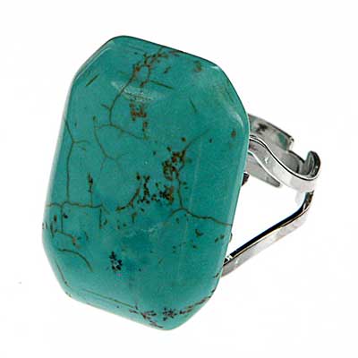 Wholesale chinese Turquoise Adjustable Polished Silver Band Approx L W