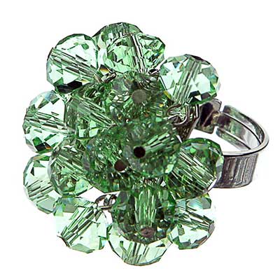 Wholesale faceted Green Dangles Grouped Adjustable Silver Ring Ring Approx W