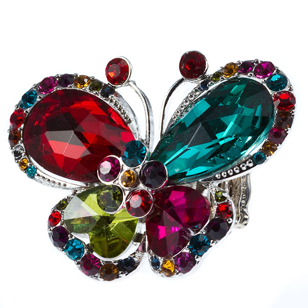 Wholesale large butterfly fashion ring deep gem stone cabochons detailed colorfu