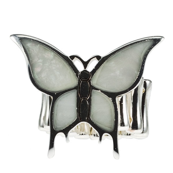 Wholesale polished silver stretch ring mother pearl butterfly Judson s wholesale