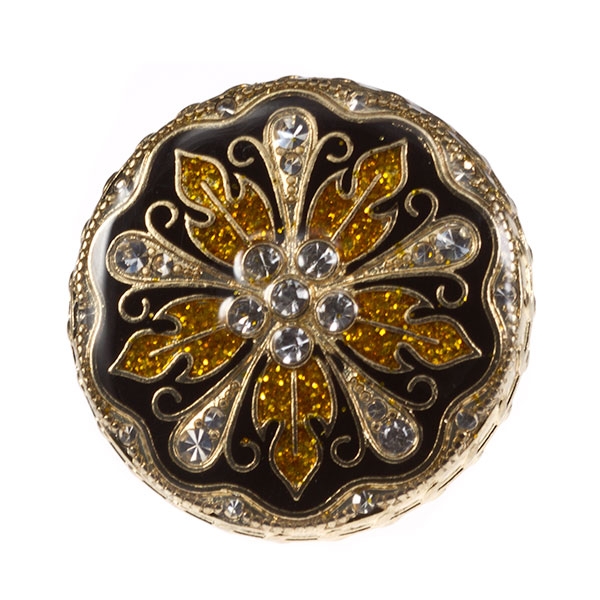 Wholesale large medallion goldr ring floral bas relief crystal rhinestones inche