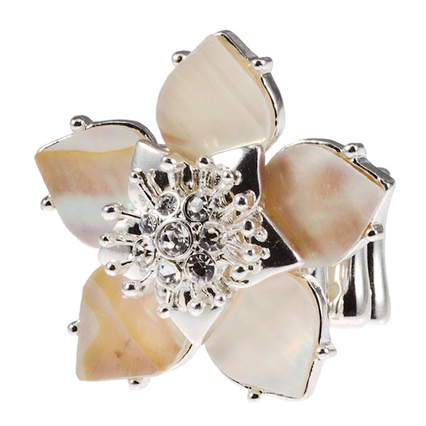 Wholesale fashion flower ring measuring diameter stretch silver band details pet