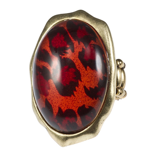 Wholesale large leopard cabochon ring inset silver base stretch band Judson s wh