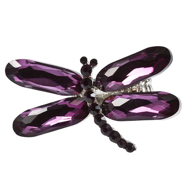 Wholesale silver stretch ring amethyst cabochon dragon fly amethyst rhinestones