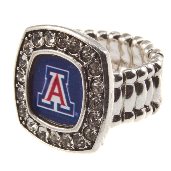 Wholesale officially licensed Arizona silver stretch band ring crystal rhineston