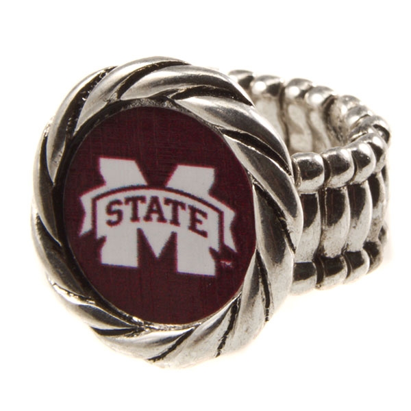 Wholesale mississippi State silver stretch band ring